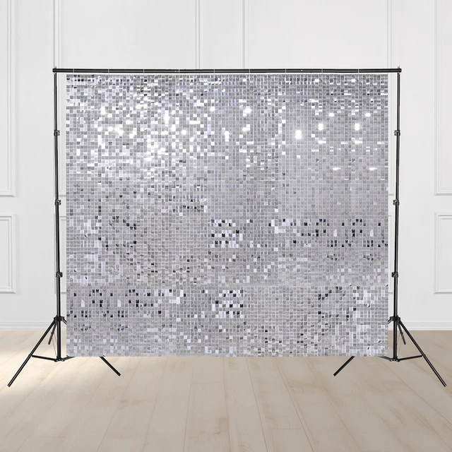 Main image of Instahibit 8.5x10 Ft Backdrop Stand w/ 72 pcs Sliver Shimmer Wall Panels for Wedding Party Decoration
