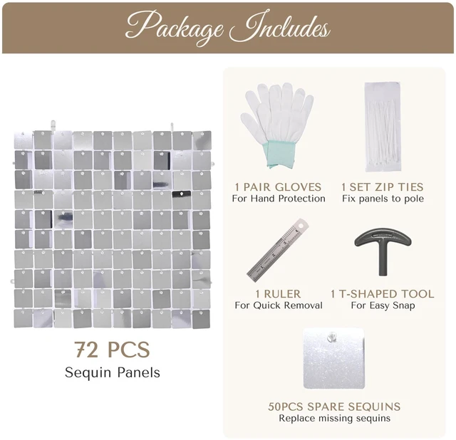 Alt view image 4 of 7 - Instahibit 8.5x10 Ft Backdrop Stand w/ 72 pcs Sliver Shimmer Wall Panels for Wedding Party Decoration