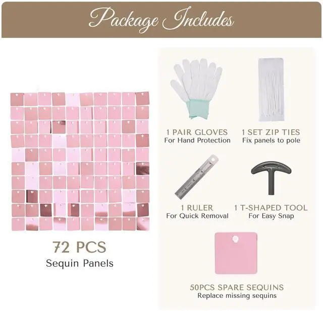 Alt view image 4 of 7 - Instahibit 8.5x10 Ft Backdrop Stand w/ 72 pcs Pink Shimmer Wall Panels for Wedding Party Decoration