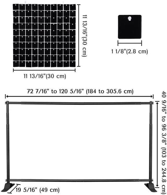 Alt view image 2 of 7 - Instahibit 10x8 FT Shimmer Wall Backdrop with Stand 72 Pcs Panels Decor for Wedding Party