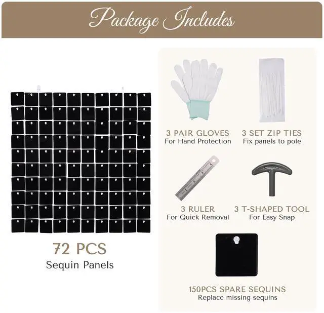 Alt view image 4 of 7 - Instahibit 10x8 FT Shimmer Wall Backdrop with Stand 72 Pcs Panels Decor for Wedding Party