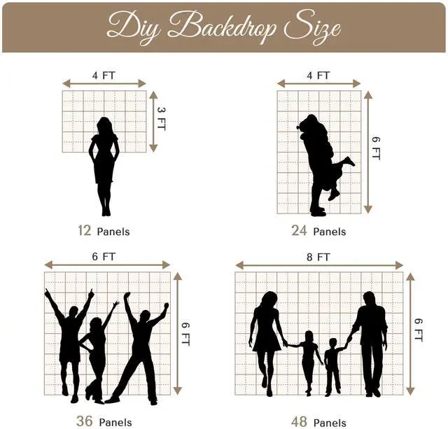 Alt view image 5 of 7 - Instahibit 10x7 FT Shimmer Wall Backdrop with Stand 72 Pcs Panels Decor for Wedding Party