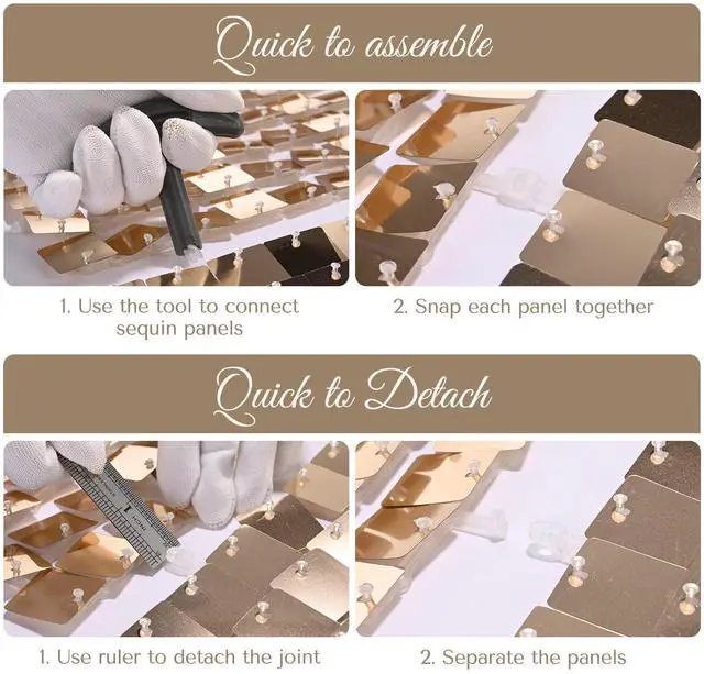 Alt view image 6 of 7 - Instahibit 10x7 FT Shimmer Wall Backdrop with Stand 72 Pcs Panels Decor for Wedding Party