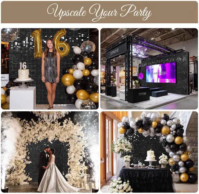 Alt view image 3 of 7 - Instahibit 10x7 FT Shimmer Wall Backdrop with Stand 72 Pcs Panels Decor for Wedding Party