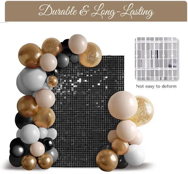 Alt view image 6 of 7 - Instahibit 10x7 FT Shimmer Wall Backdrop with Stand 72 Pcs Panels Decor for Wedding Party