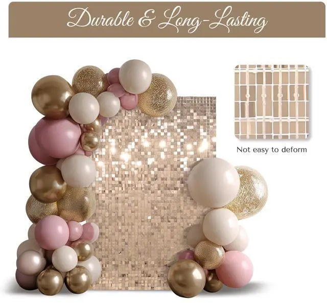 Alt view image 6 of 7 - Instahibit 8.5x10 FT Shimmer Wall Backdrop with Stand 72 Pcs Panels Decor for Wedding Party