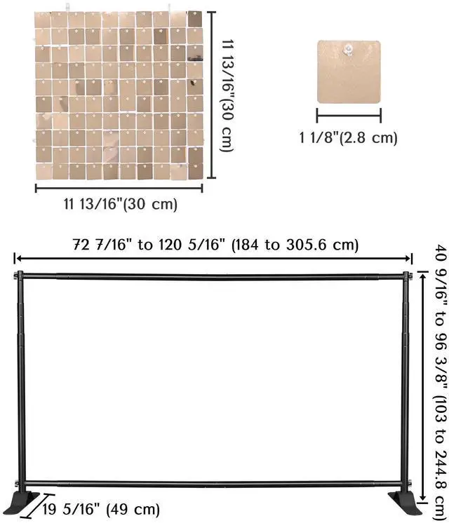 Alt view image 2 of 7 - Instahibit 10x8 FT Shimmer Wall Backdrop with Stand 72 Pcs Panels Decor for Wedding Party