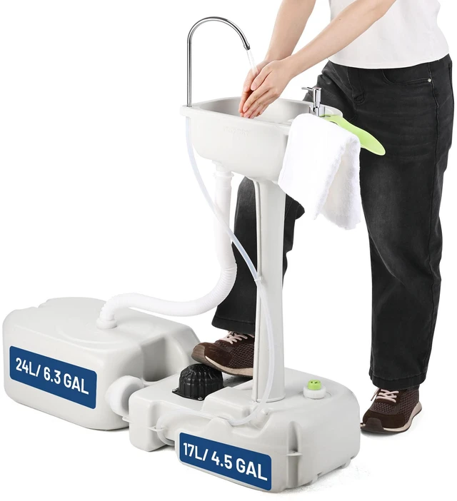 Main image of Yescom 17L Portable Sink Hand Wash Station with Pump 24L Water Tank Hand Washing Outdoor Camping
