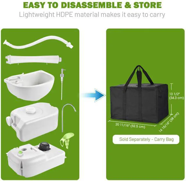 Alt view image 7 of 7 - Yescom 17L Portable Sink Hand Wash Station with Pump 24L Water Tank Hand Washing Outdoor Camping
