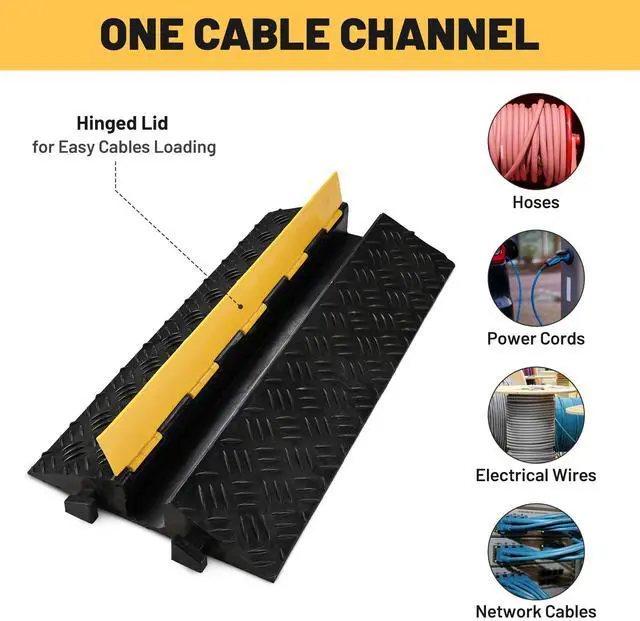 Alt view image 4 of 7 - Yescom Cable Ramp Protector 1 Channel Hose Protecitive 40000 Lbs Load Capacity, 39.37"x22.83"x4.72" Speed Bump for Road