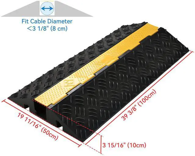 Alt view image 7 of 7 - Yescom Cable Ramp Protector 1 Channel Hose Protecitive 40000 Lbs Load Capacity, 39.37"x22.83"x4.72" Speed Bump for Road