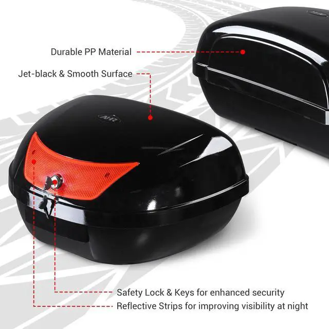 Alt view image 3 of 7 - Yescom 50L Universal Motorcycle Tour Tail Box Scooter Trunk Storage w/ Lock Case