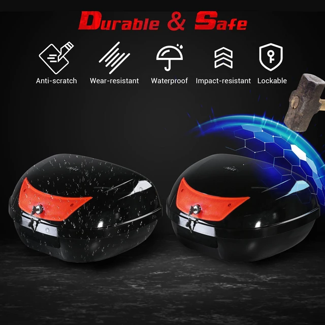 Alt view image 5 of 7 - Yescom 50L Universal Motorcycle Tour Tail Box Scooter Trunk Storage w/ Lock Case