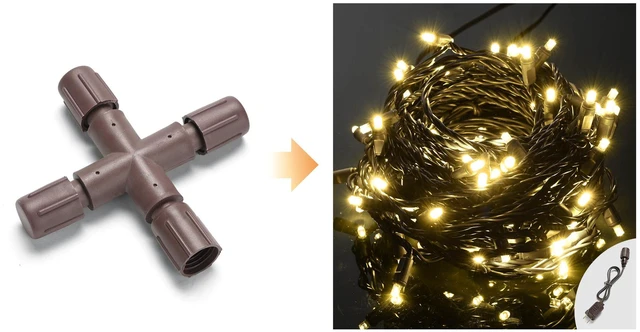 Alt view image 2 of 6 - Yescom LumeVine 5mm LED String Light Connector 10-Pack 2-Pin X Shape Splitter IP65 Waterproof for Holiday Christmas Decorations