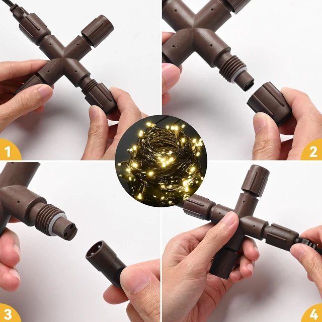 Alt view image 3 of 6 - Yescom LumeVine 5mm LED String Light Connector 10-Pack 2-Pin X Shape Splitter IP65 Waterproof for Holiday Christmas Decorations