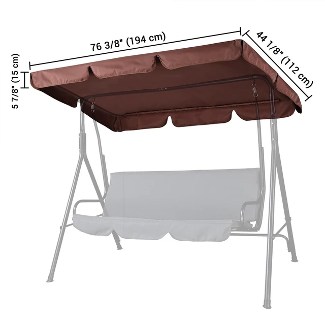 Alt view image 7 of 7 - Yescom 76"x44" Swing Canopy Cover Replacement UV 30+ Water Resistance Outdoor Garden