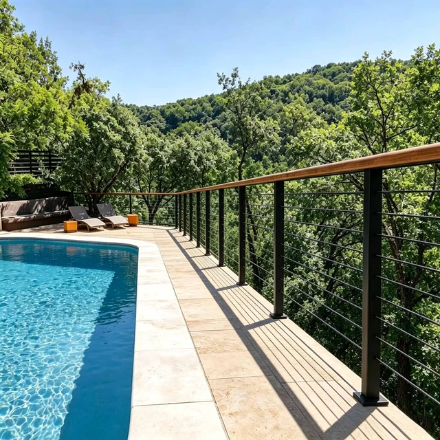 Alt view image 2 of 7 - Yescom 36" Black Cable Railing Post x8 Complete Set with 1/8" Cable Wire Hardware Installation Tools for 25-35ft Horizontal Deck Railing