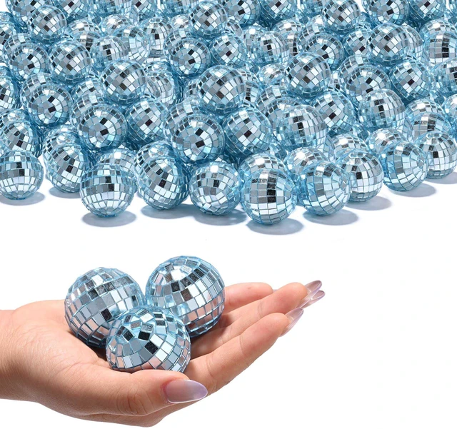 Main image of Yescom 120 Pcs Mini Disco Ball Set 1.6" Small Reflective Mirror for Party Dance Décor Ornaments Bulk Blue