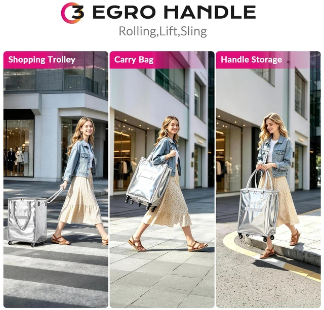 Alt view image 6 of 7 - Byootique 16" Rolling Tote Bag on 5 Wheels with 3 Handle Shopping 60L