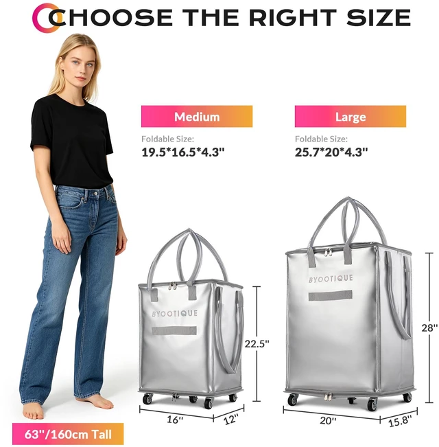 Alt view image 7 of 7 - Byootique 16" Rolling Tote Bag on 5 Wheels with 3 Handle Shopping 60L