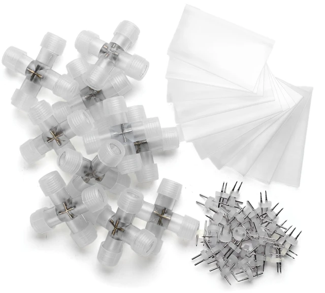 Main image of Yescom LumeVine 1/2" LED Rope Light Connector 10Pack Cross-Shape Splice 4-Way Matrix Splitter Fits 2-pin 13mm Light Rope