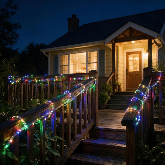 Alt view image 3 of 7 - Yescom LumeVine RGBY 100ft 1/2" LED Rope Lights for Outside 1080 Multicolor LEDs, 110-120V Plug-and-Play, IP65 Waterproof