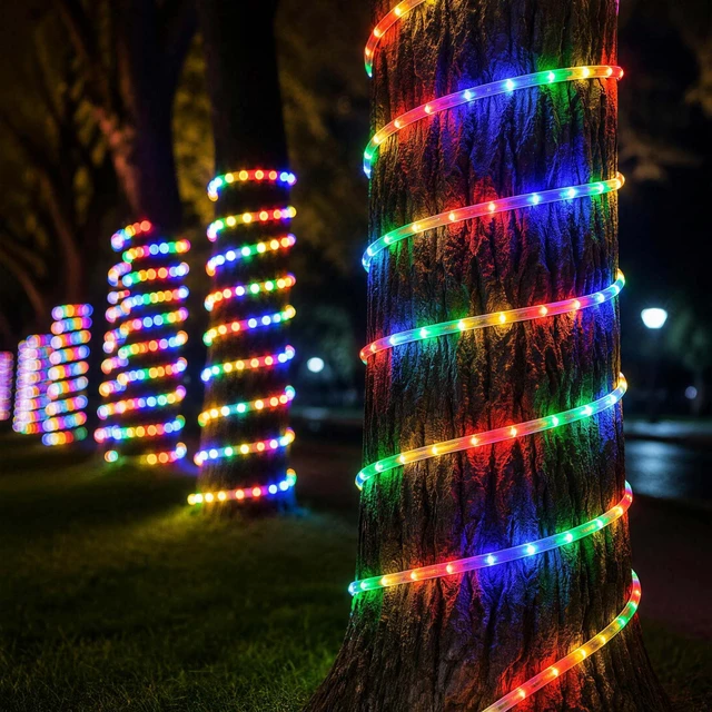 Alt view image 4 of 7 - Yescom LumeVine RGBY 100ft 1/2" LED Rope Lights for Outside 1080 Multicolor LEDs, 110-120V Plug-and-Play, IP65 Waterproof