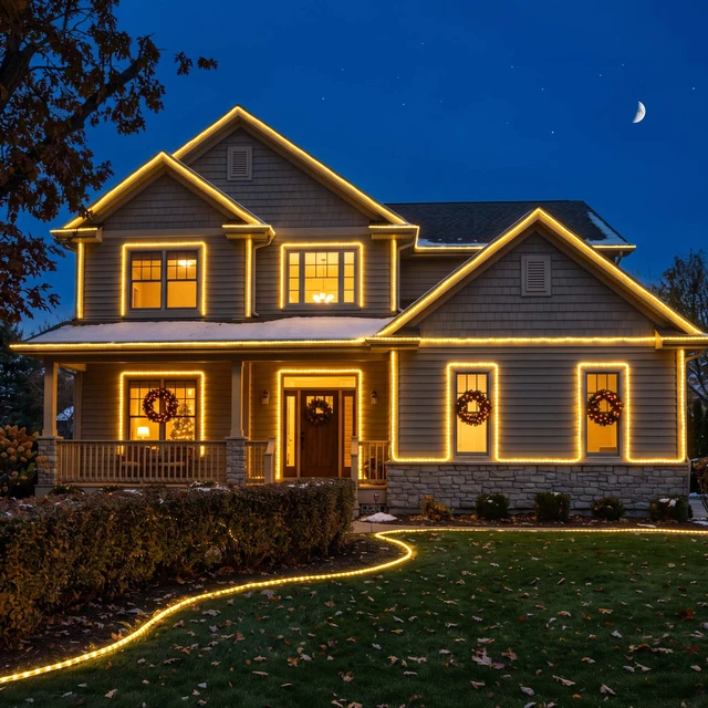 Alt view image 2 of 7 - Yescom LumeVine 3000K 150ft x 1/2" LED Rope Lights for Outside 1620 Warm White LEDs, 110-120V Plug-and-Play, IP65 Waterproof