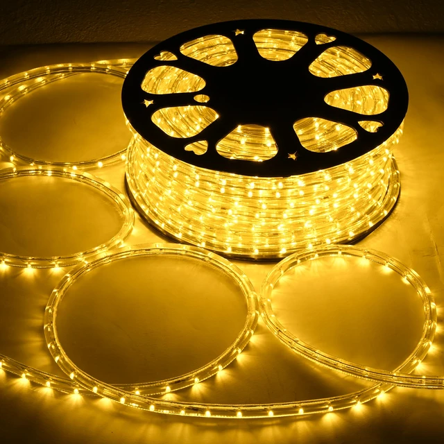 Alt view image 7 of 7 - Yescom LumeVine 3000K 150ft x 1/2" LED Rope Lights for Outside 1620 Warm White LEDs, 110-120V Plug-and-Play, IP65 Waterproof