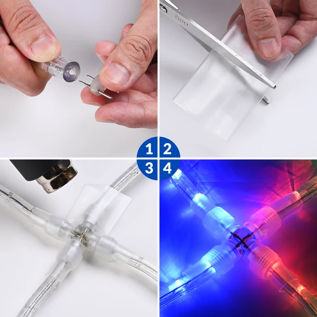 Alt view image 3 of 4 - Yescom LumeVine 1/2" LED Rope Light Connector 10Pack Cross-Shape Splice 4-Way Matrix Splitter Fits 2-pin 13mm Light Rope