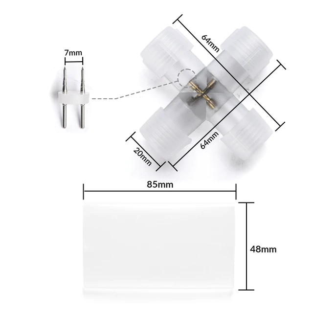 Alt view image 4 of 4 - Yescom LumeVine 1/2" LED Rope Light Connector 10Pack Cross-Shape Splice 4-Way Matrix Splitter Fits 2-pin 13mm Light Rope