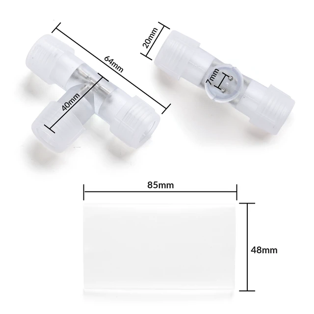 Alt view image 6 of 6 - Yescom LumeVine 1/2" LED Rope Light Connector 10Pack T-Shape Splice 3-Way Splitter Fits 2-pin 13mm Light Rope