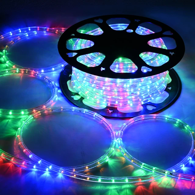 Alt view image 7 of 7 - Yescom LumeVine RGBY 150ft 1/2" LED Rope Lights for Outside 1620 Multicolor LEDs, 110-120V Plug-and-Play, IP65 Waterproof