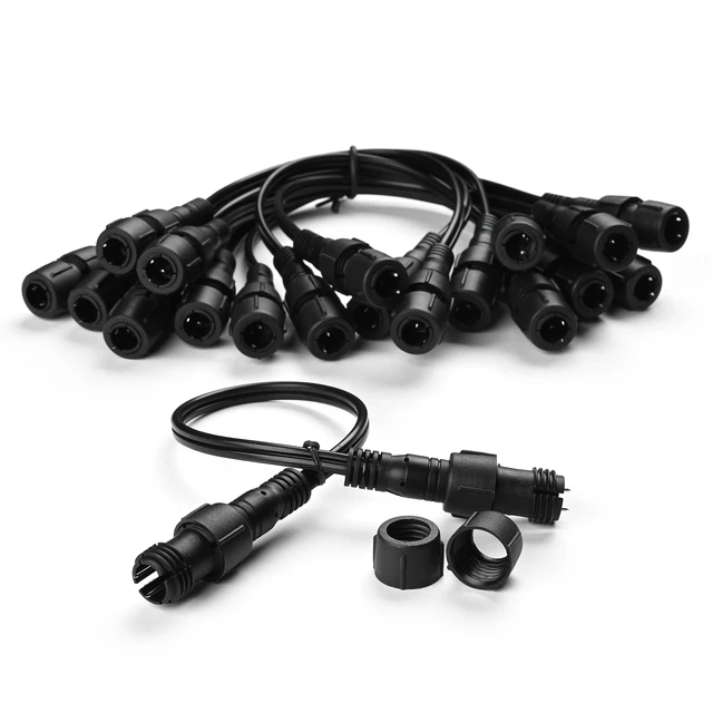 Alt view image 4 of 5 - Yescom LumeVine 10-set 1ft 2-pin LED Rope Light Connector 30cm extension Jumper Cable Fits 1/2" (13mm) Light Rope