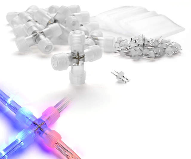 Main image of Yescom LumeVine 1/2" LED Rope Light Connector 10Pack Cross-Shape Splice 4-Way Matrix Splitter Fits 2-pin 13mm Light Rope