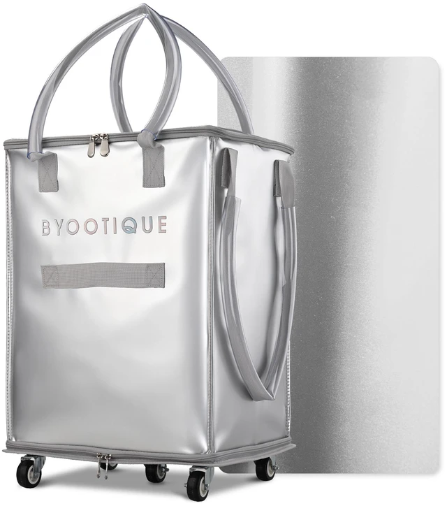 Main image of Byootique 70L Foldable Tote Bag on 5 Wheels 3 Carrying Ways for Shopping Silver