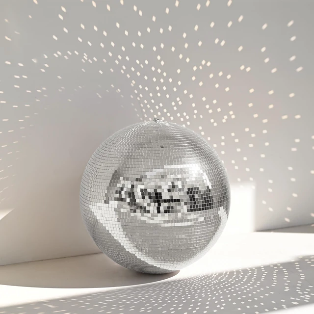 Main image of Yescom 16" Silver Large Disco Mirror Ball Big Hanging Decor 70s 80s Party Wedding Bachelorette Groovy Photo Booth Retro Glam Nightclub DJ Stage