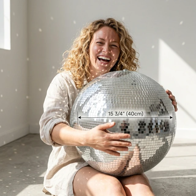 Alt view image 2 of 7 - Yescom 16" Silver Large Disco Mirror Ball Big Hanging Decor 70s 80s Party Wedding Bachelorette Groovy Photo Booth Retro Glam Nightclub DJ Stage