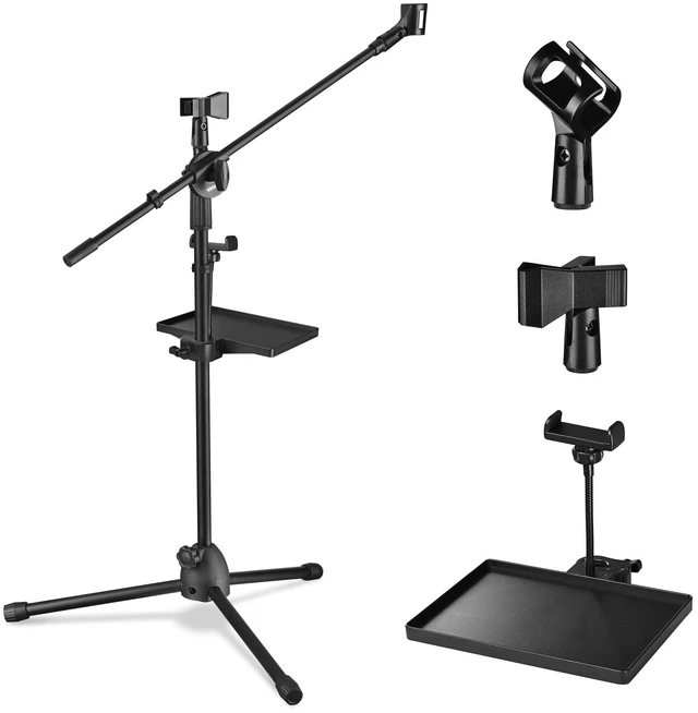 Main image of Yescom Mic Stand with Storage Tray 31"- 53" Flexible Height Stable Tripod Base Podcast Studio