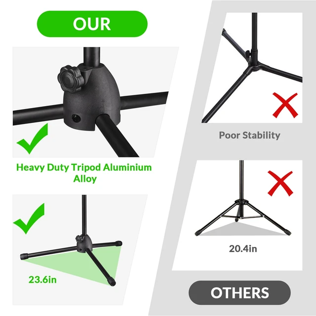 Alt view image 4 of 7 - Yescom Microphone Stand with Storage Tray 31"-53" Height Widened Base Phone Holder for Music Studio