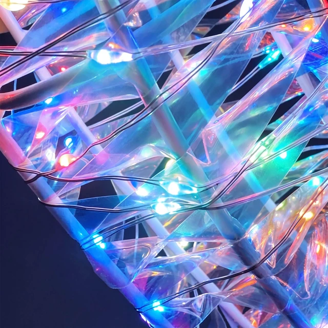 Alt view image 5 of 7 - Yescom 3pc Pre-Lit Wreath Set 24/20/16in Iridescent Retro 1700 LED Lighted Holiday Decor for Front Door Mantel Wall, Stand-Mount & Hanging Compatible