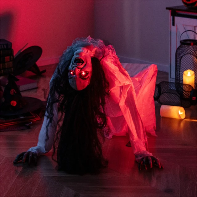 Alt view image 2 of 7 - Yescom Animated Halloween Decoration,Crawling Woman,Sound Activated,Creepy Sound Glowing Eyes 2026