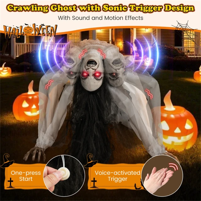 Alt view image 3 of 7 - Yescom Animated Halloween Decoration,Crawling Woman,Sound Activated,Creepy Sound Glowing Eyes 2026