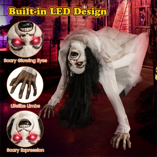 Alt view image 4 of 7 - Yescom Animated Halloween Decoration,Crawling Woman,Sound Activated,Creepy Sound Glowing Eyes 2026