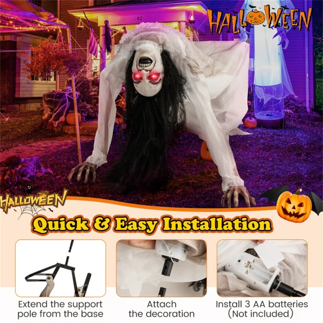 Alt view image 5 of 7 - Yescom Animated Halloween Decoration,Crawling Woman,Sound Activated,Creepy Sound Glowing Eyes 2026