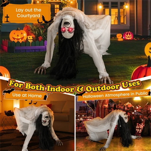 Alt view image 6 of 7 - Yescom Animated Halloween Decoration,Crawling Woman,Sound Activated,Creepy Sound Glowing Eyes 2026