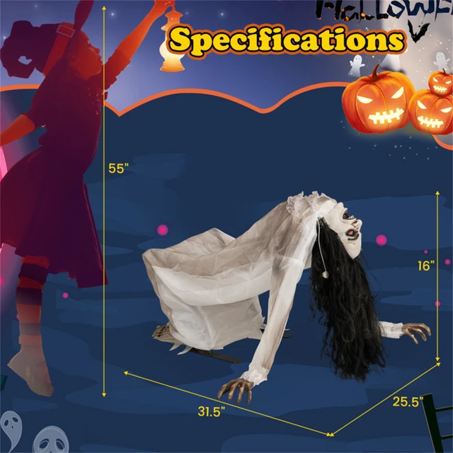 Alt view image 7 of 7 - Yescom Animated Halloween Decoration,Crawling Woman,Sound Activated,Creepy Sound Glowing Eyes 2026