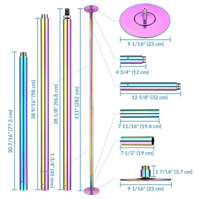 Alt view image 4 of 7 - Yescom 10.8FT Professional Stripper Pole Static Spinning Dancing Pole Kit with Extensions for Home Gym Fitness,Colorful
