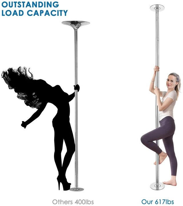 Alt view image 6 of 7 - Yescom Stripper Pole 9.25 FT Dancing Pole 45mm Dance Pole Kit Static Spinning for Party Club Fitness Silver, Max Load 1102 Lbs