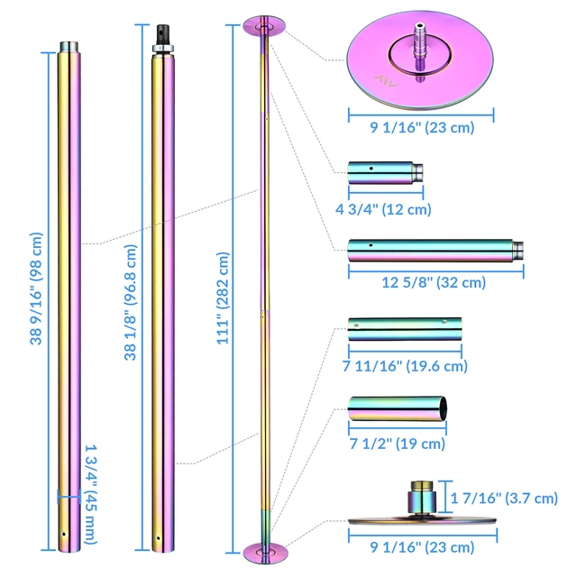 Alt view image 7 of 7 - Yescom Professional Stripper Pole Static Spinning Dancing Pole Kit 9.25FT for Party Club Exercise Fitness ,Colorful